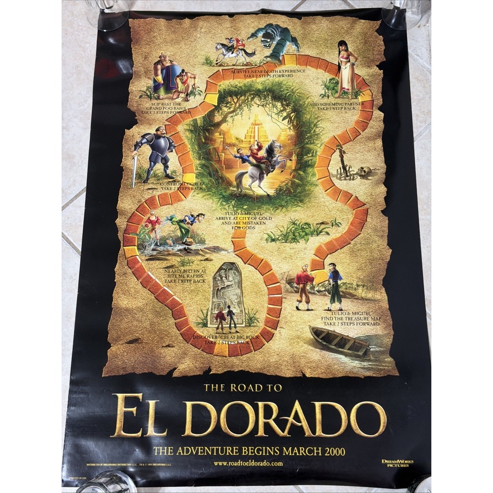 Vintage The Road to El Dorado Movie‎ Poster 2000 DreamWorks Teaser Double Sided